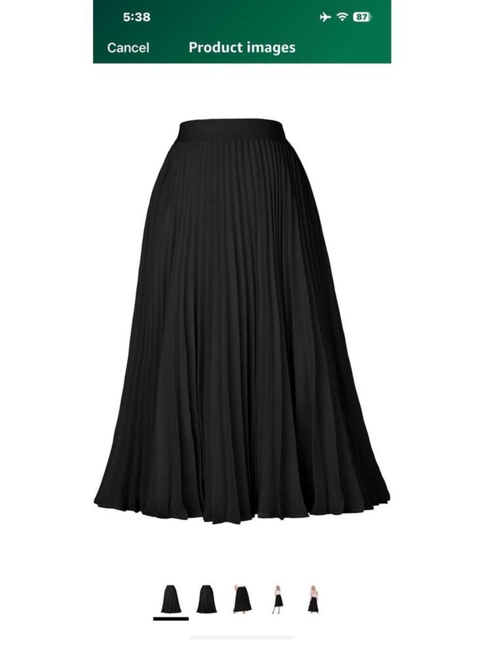 Women's Black Pleated Swing Skirt XL – Casual Party W123